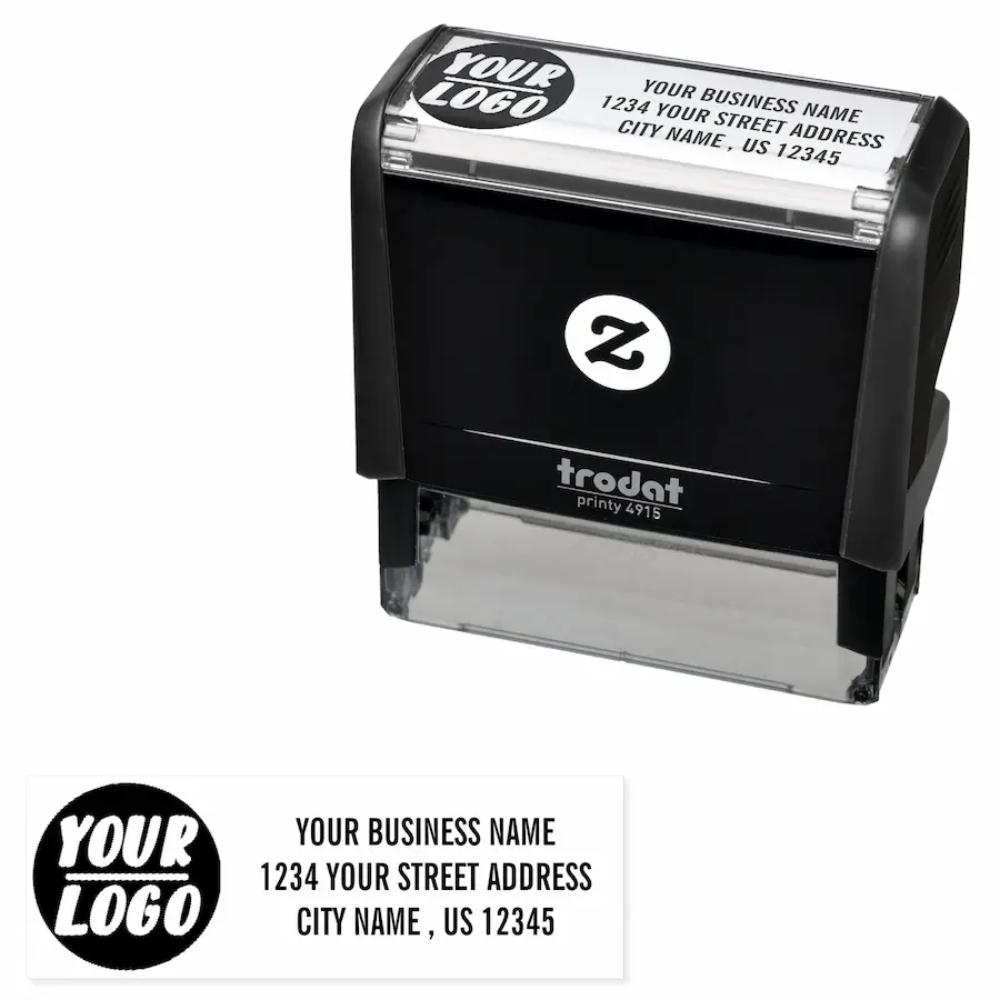 Custom Your Company business Logo Return Address Self-inking Stamp