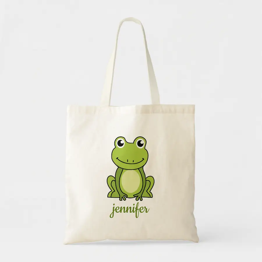 Script Name with cute Frog Gift - Create your own Tote Bag