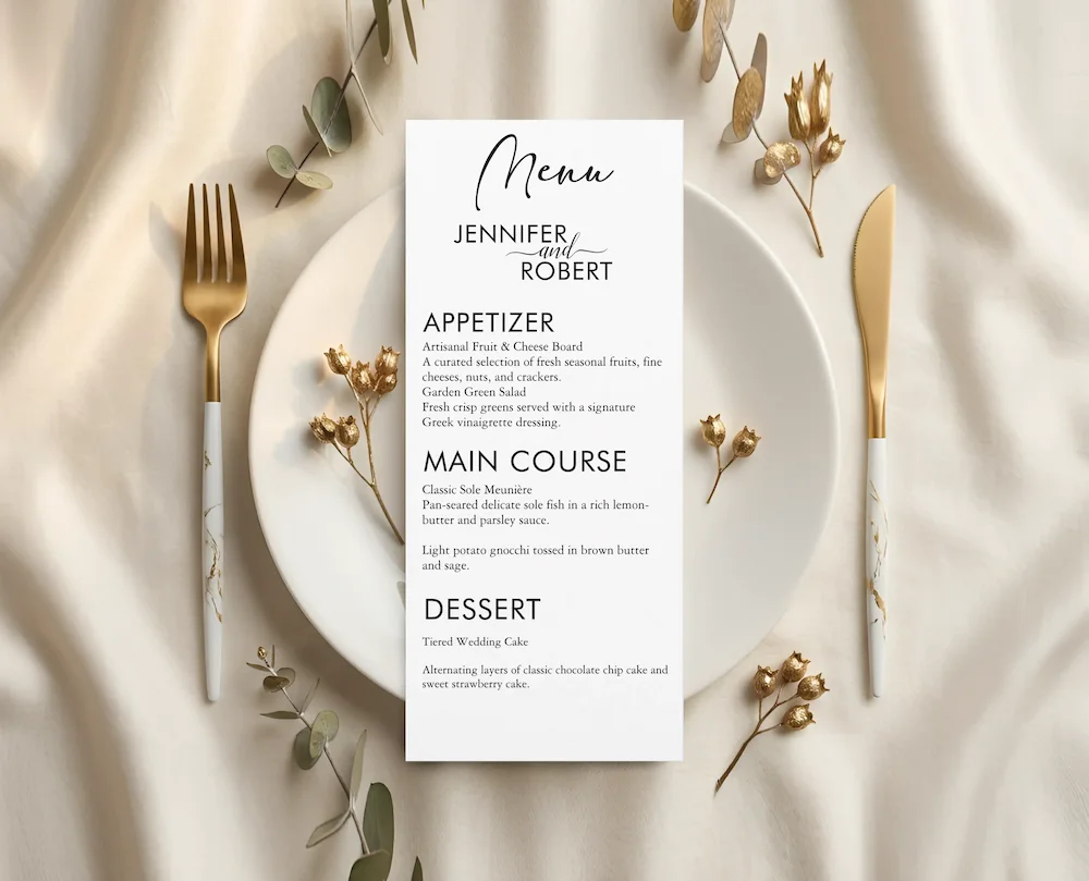 Minimalist Elegance | Modern Wedding Table Menu